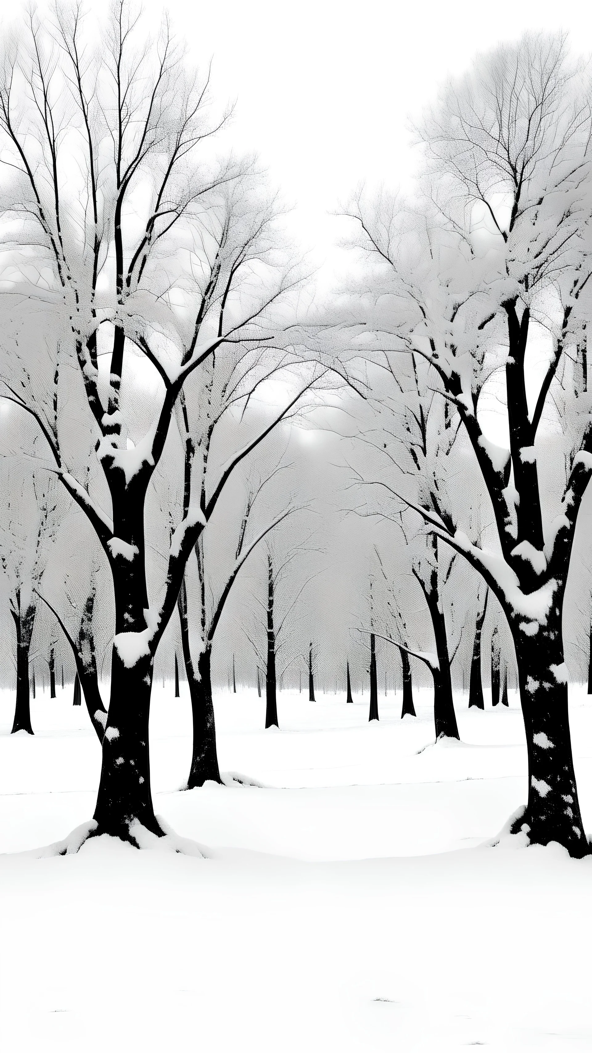 Snow, love trees