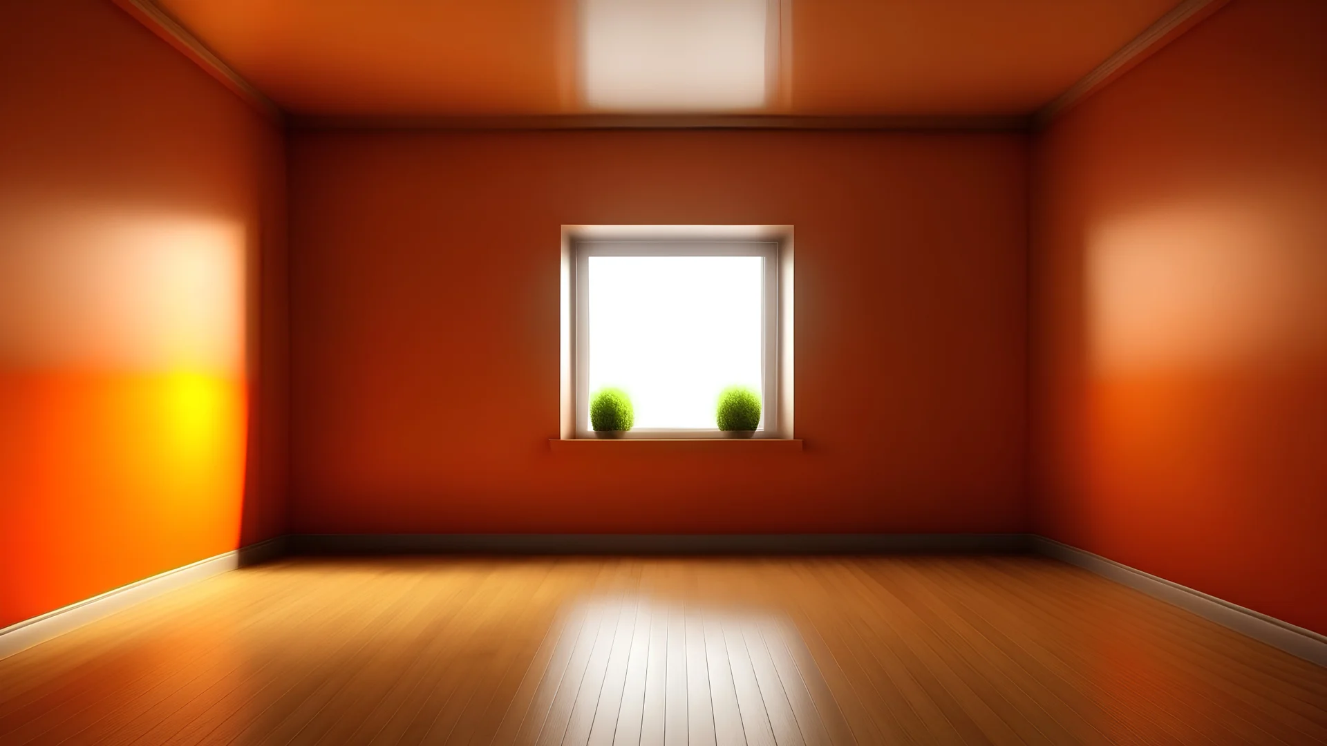 Empty orange room with wooden floor -3D Rendering