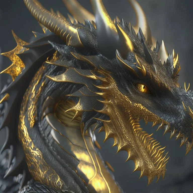 golden black dragon, unreal engine 5, 8k resolution, photorealistic, ultra detailed