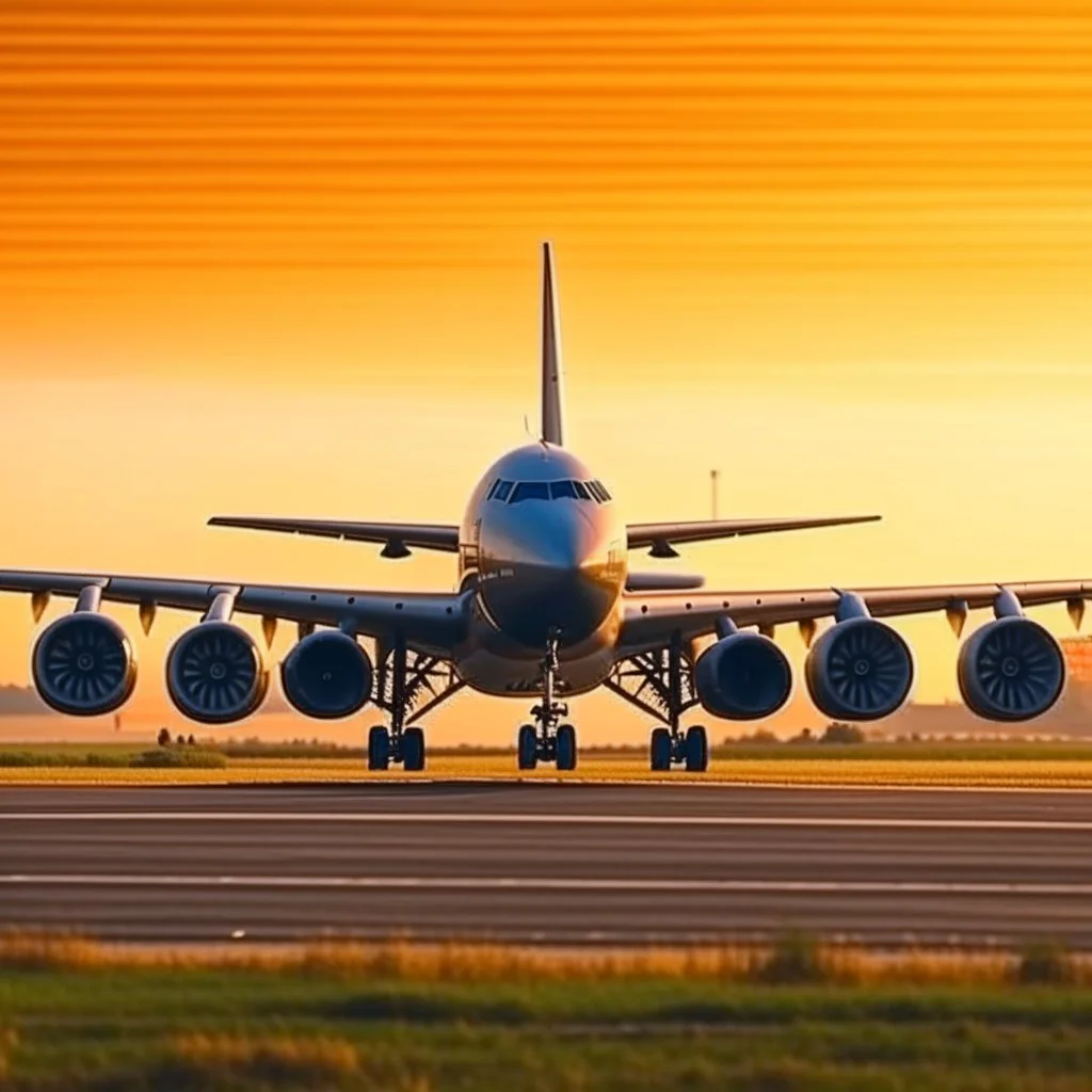 A picture of a plane about to take off from the ground, and the picture was taken from the side of the plane, 4K