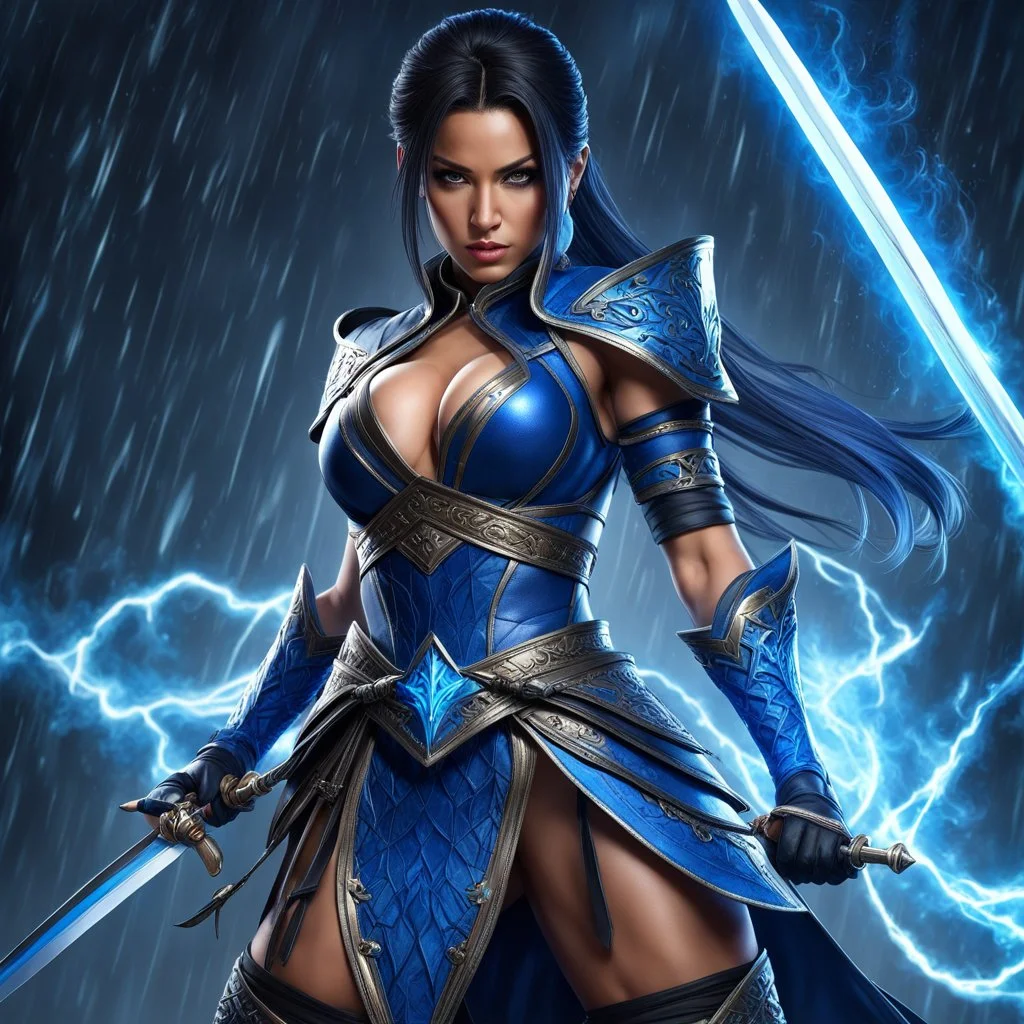 Fhoto full body, reality, Raw, kitana, super magic storm, mortal combat, sword, sexy killer, digital art, intricate details, powerful composition, captivating, , trending on artstation, sharp focus, studio photo, intricate details, highly detailed, by addiedigi