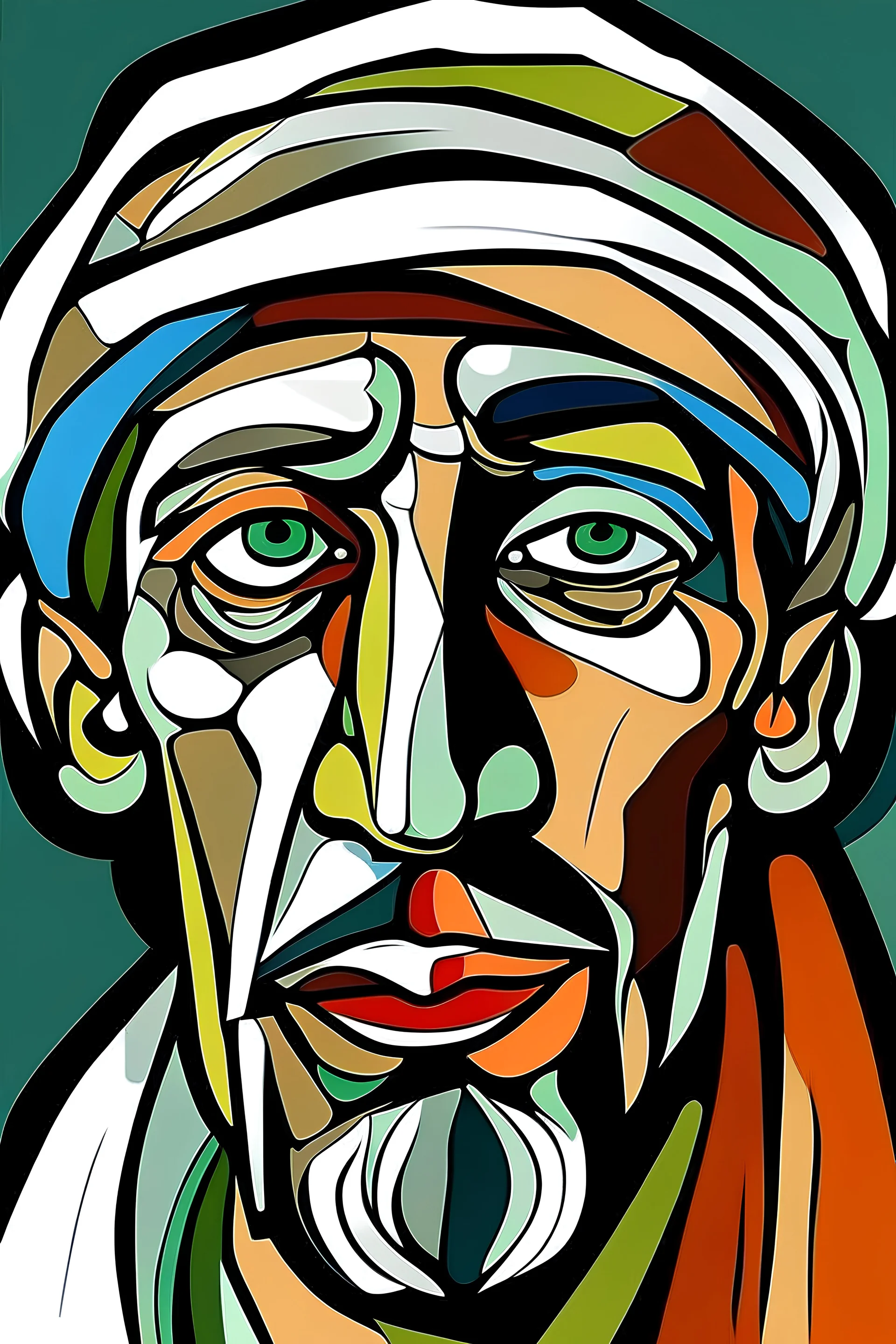 portrait homme arabe style picasso