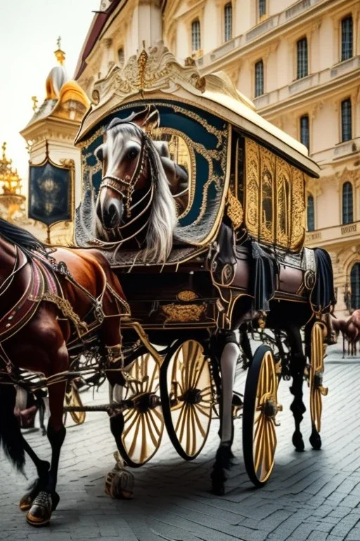 Fiacre carriage with horses in Vienna