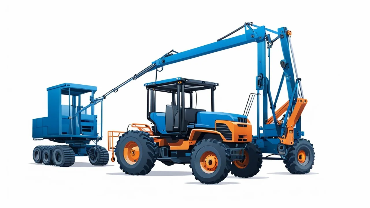 a generic Boom-lift, tractor and scissor-lift on a white background. Smooth vector