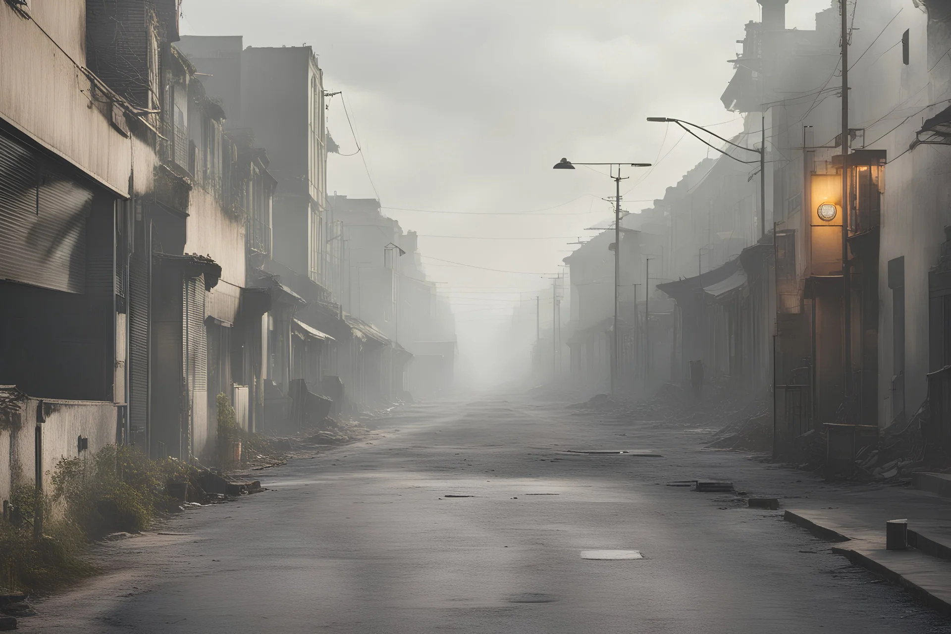 a modern street in a town pollution