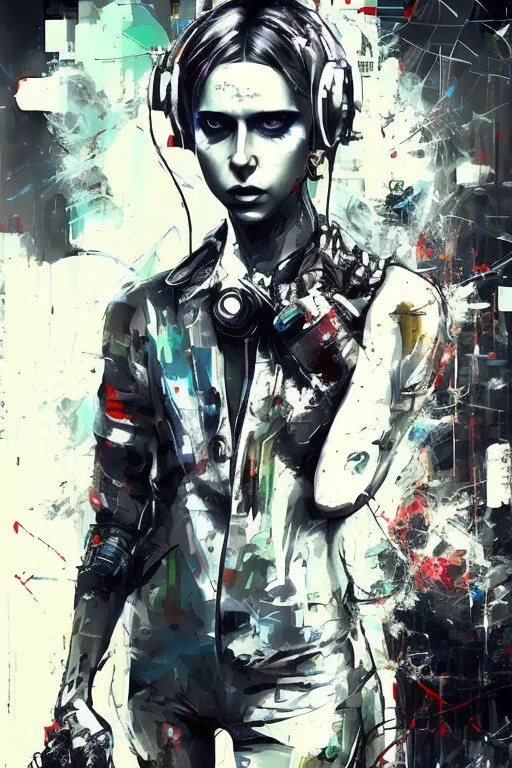 Danish singer MØ face,Abstract Yoji Shinkawa,cyberpunk,