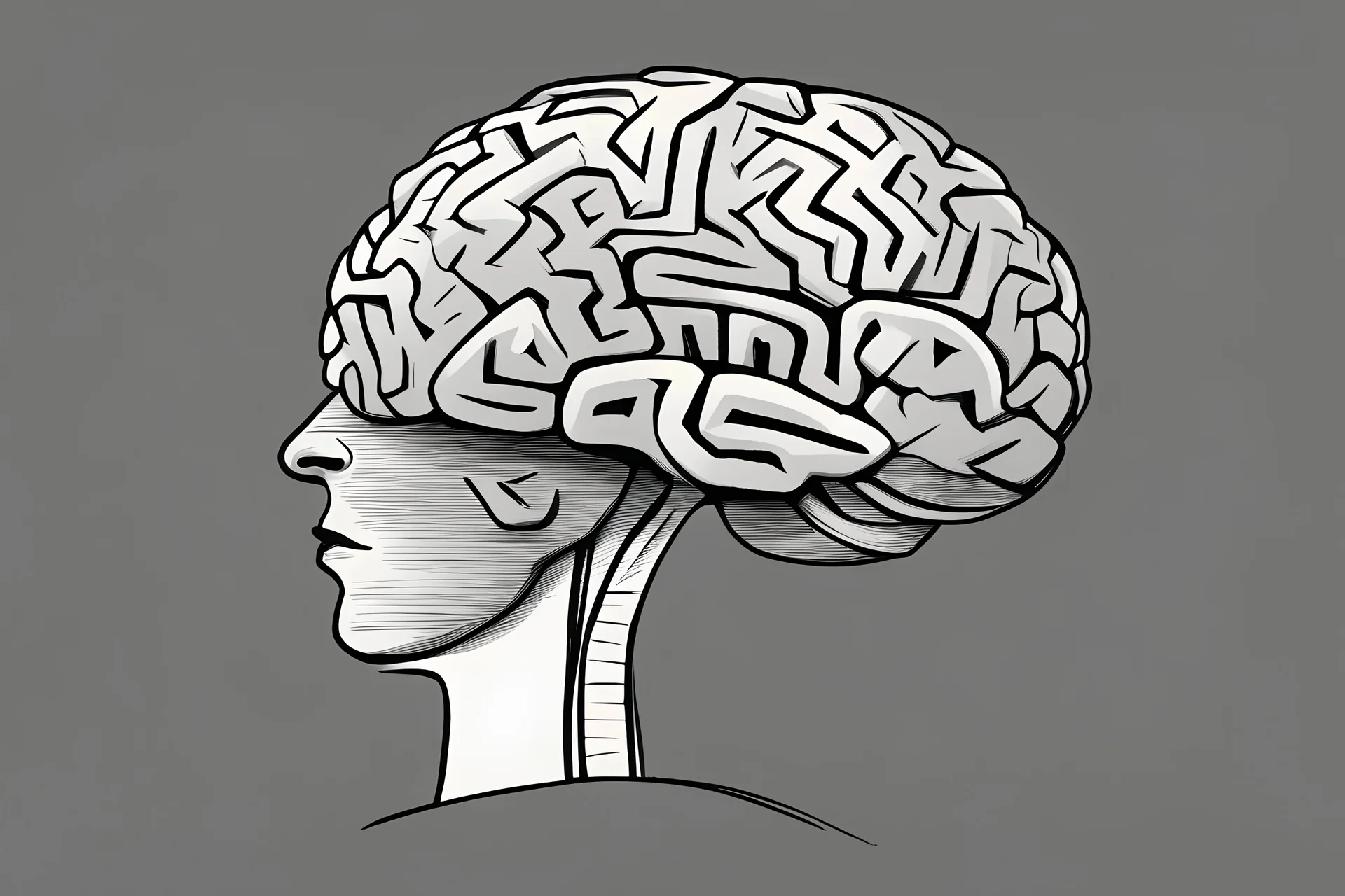generate an image like a draw minimal style black and white pencil comix minimal style, representing brain strategies for memorizing and remembering a vocabulart