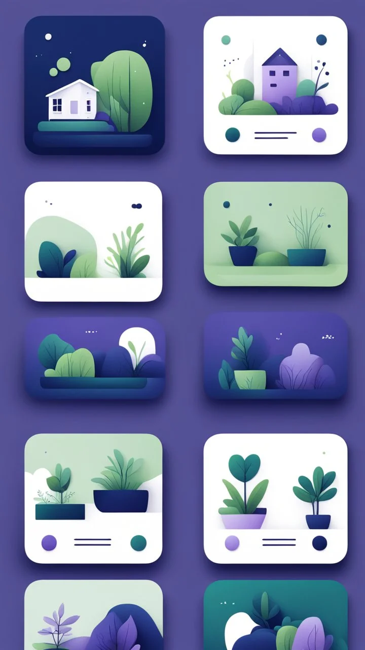 illustrations with a simple art style that show home page for spot use dark blue-purple and live green and minimal