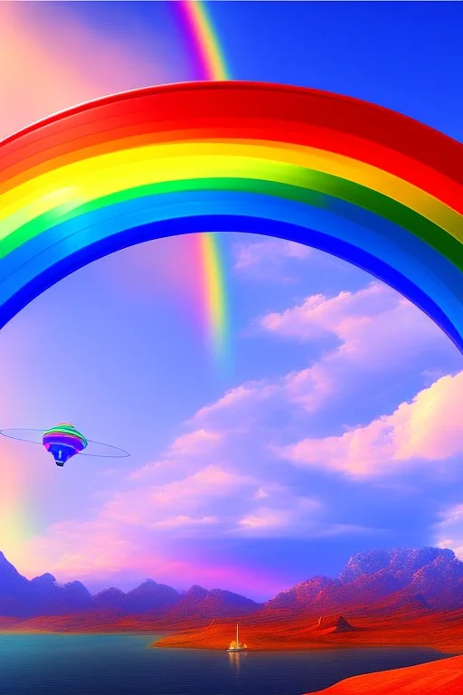 Ufo rainbow, futuriste, trés belles couleurs