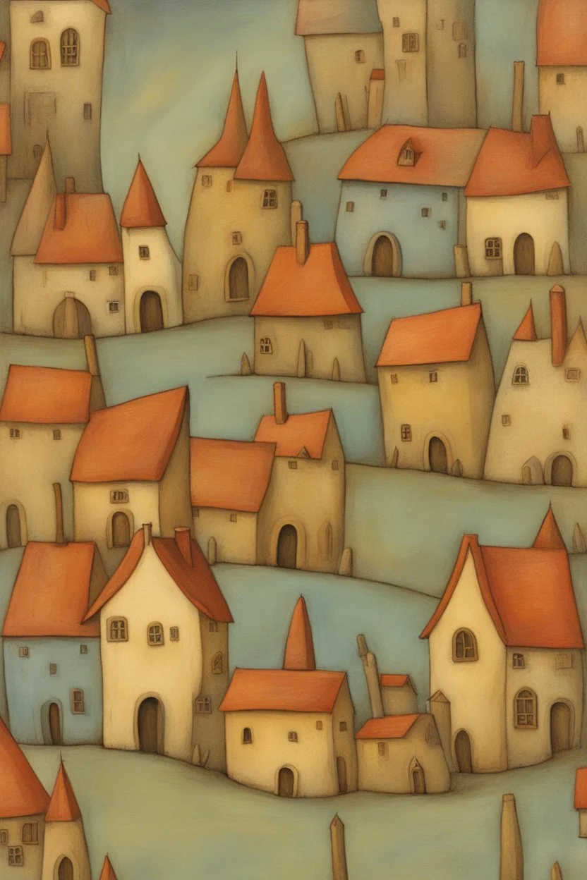 village inspired by Shaun Tan's and Hieronymus Bosch work