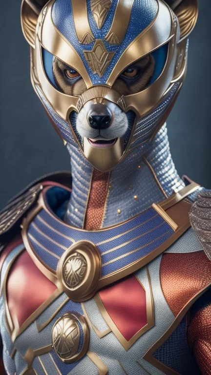 full body portrait of a Superhero Meerkatman, Mask, Head Man Mouth And Nose Hyper Realistic Armor Intricate Detail Novelty Full Body Cinematic 4k