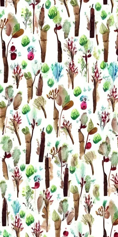 exquisite whimsical woodland watercolor, delicate woodland, cute, adorable, linen backdrop, repeating pattern, wallpaper print