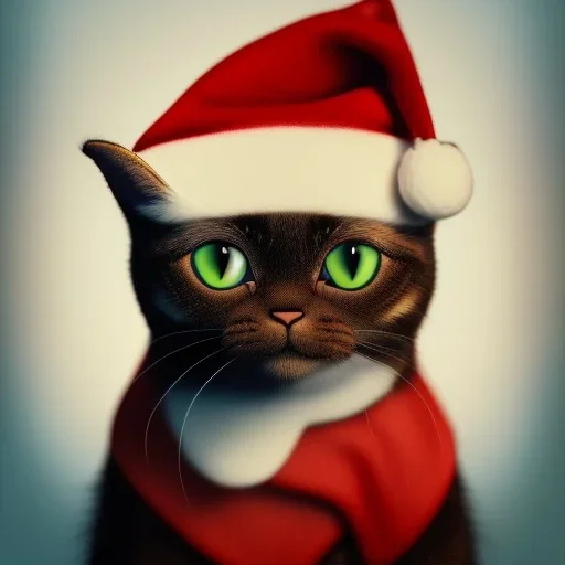 a beautiful portrait of a cute cat dressed as santa, by greg rutkowski and wlop, high key lighting, volumetric light, digital art, highly detailed, fine detail, intricate, ornate, complex, octane render, unreal engine, photorealistic unreal 5, octane render, cinema4d, redshift render, hyper realistic, cenematic, vibrancy, synthwave, retouch, centered, dynamic lighting, dramatic lighting, 4k, highly detailed, attractive beautiful, realistic, epic composition, holographic,