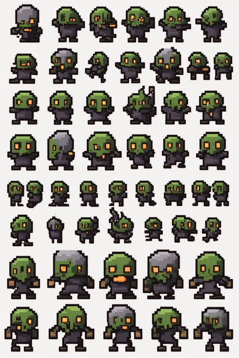 cute pixel undead soul sprite sheet for animation (idle, run, jump movement)