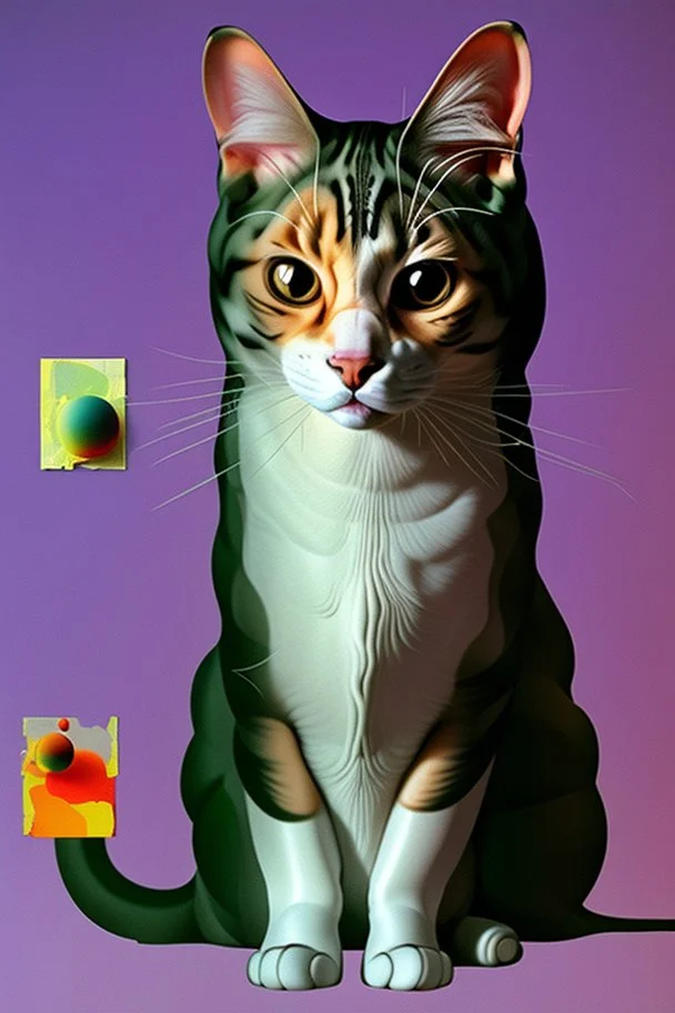 A cat, abstract and surrealism, collage of absurd art