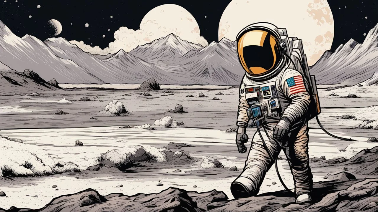 comic style, Moon landing