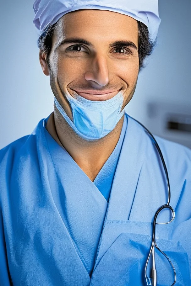 surgeon portrait smiling, scapel pose