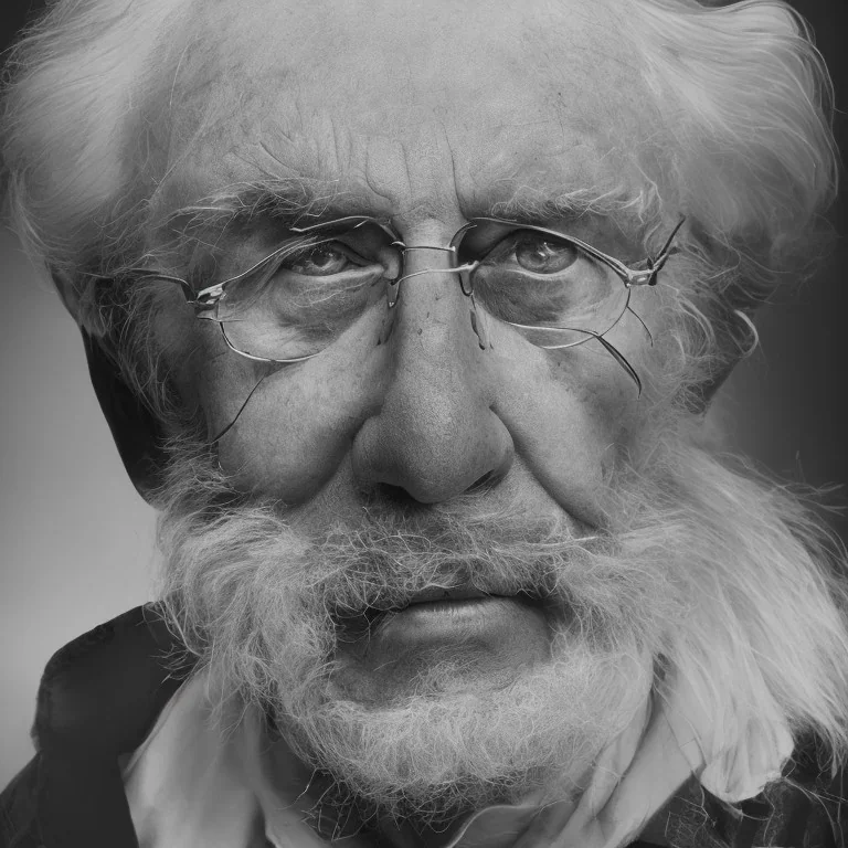 beautiful black and white photo portrait of an old man white hair