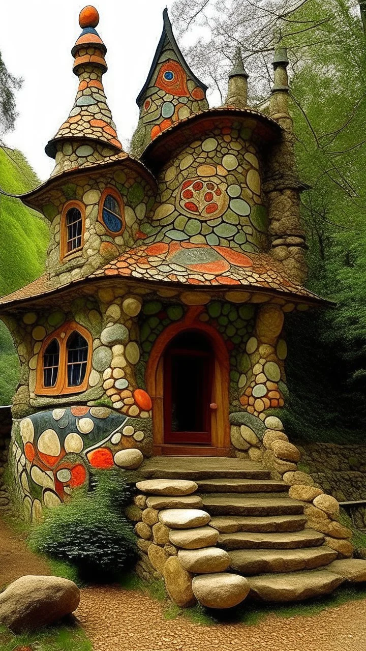 Bosch nightmares, A house made out of stones designed in cave paintings painted by Paul Ranson