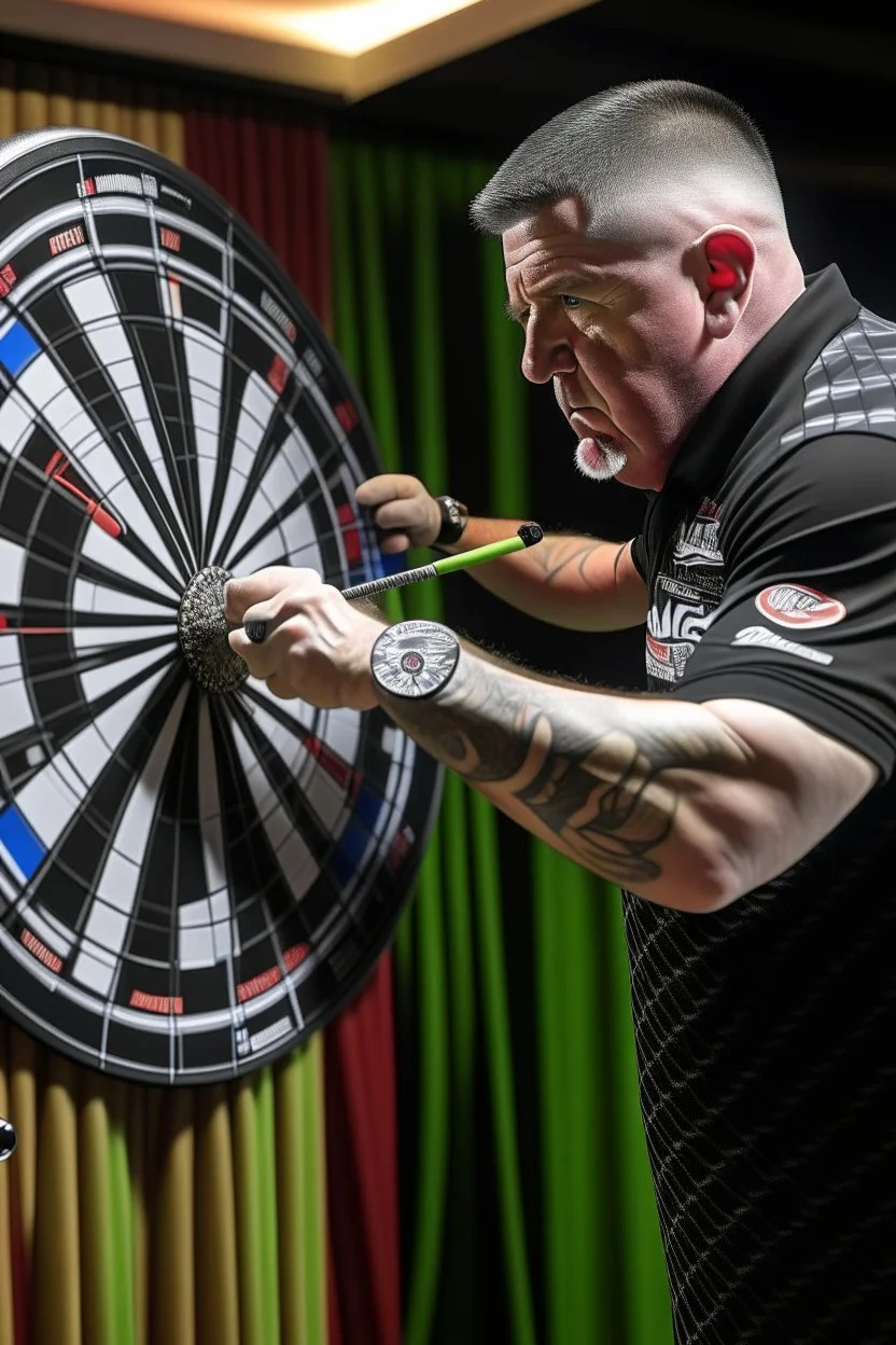 A gary anderson shoot darts on a winmau board