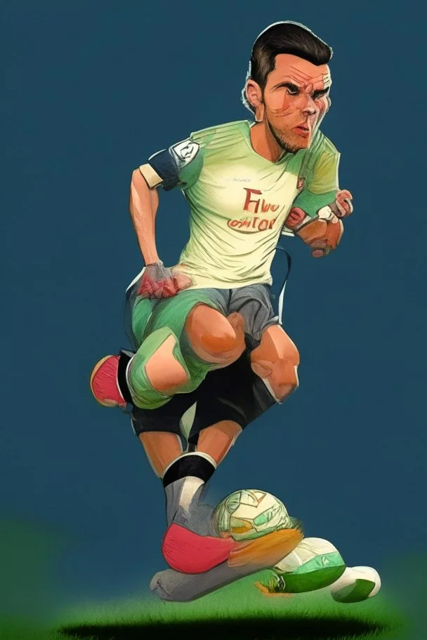 Gareth Bale foot plyer cartoon 2d