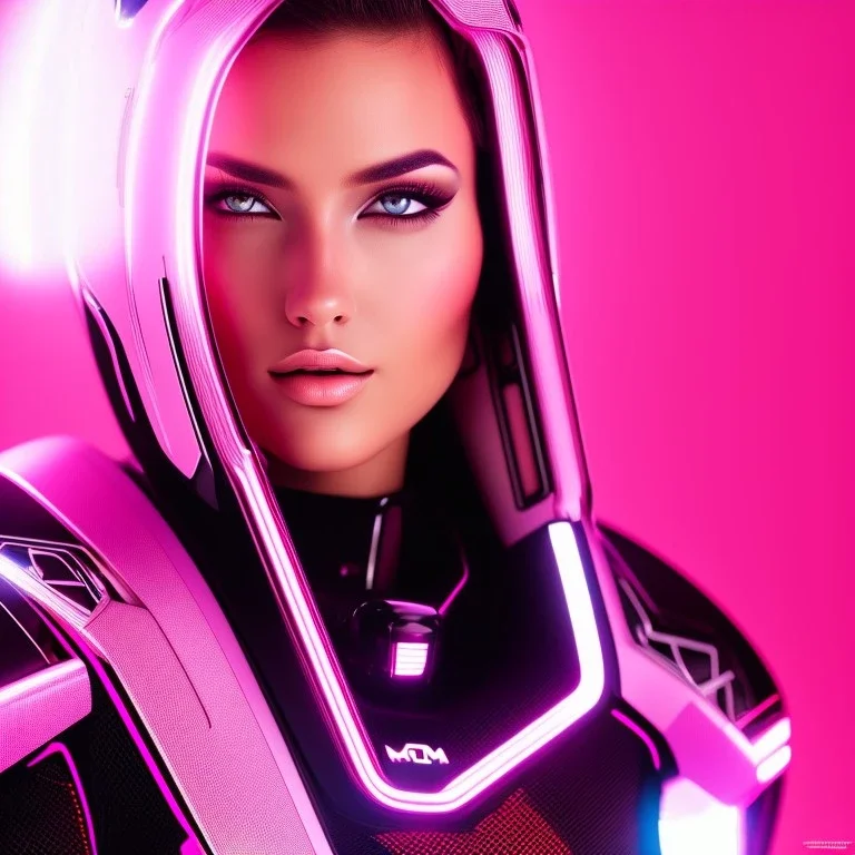 cyberpink, head, woman, portrai, tron