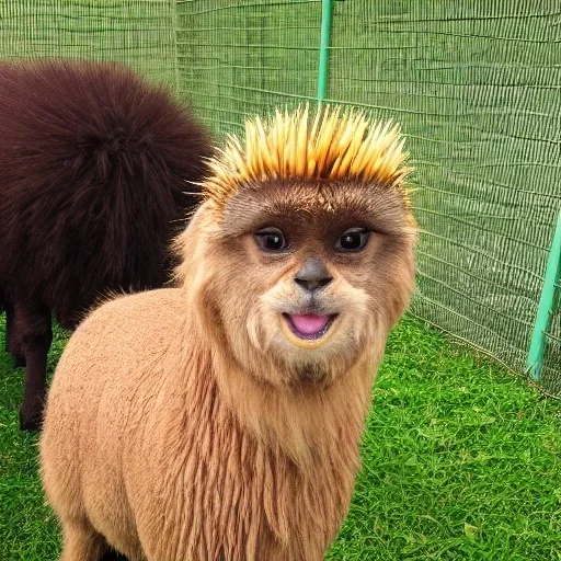 Alpaca with porcupine Brussels griffon goat emperor monkey