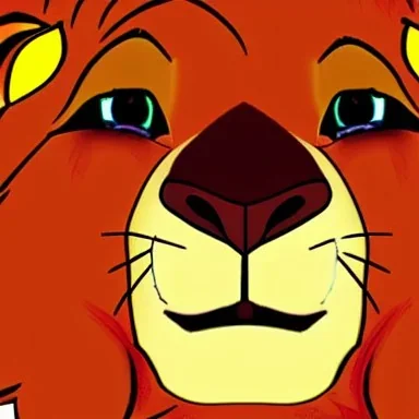 Lion King Animation OC male lion black mane triangular face hooked black nose tip