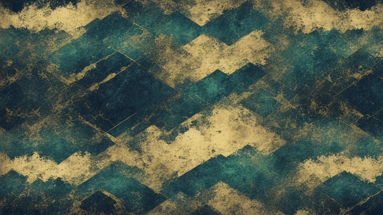 Hyper Realistic Green, Navy-Blue & Golden Abstract Retro Grunge-Pattern-Texture