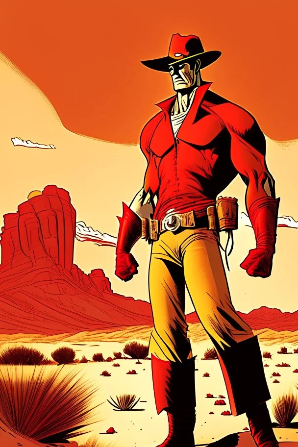 a simple red blooded desert valley marvel comics style