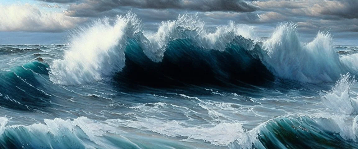 ocean, painting, realistic