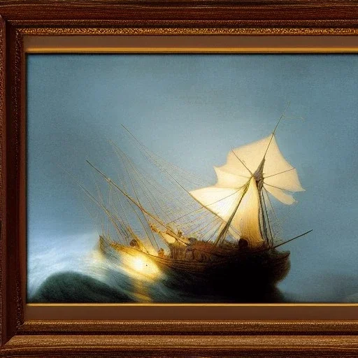 Rembrandt Snowstorm glowing lights ocean flying fish