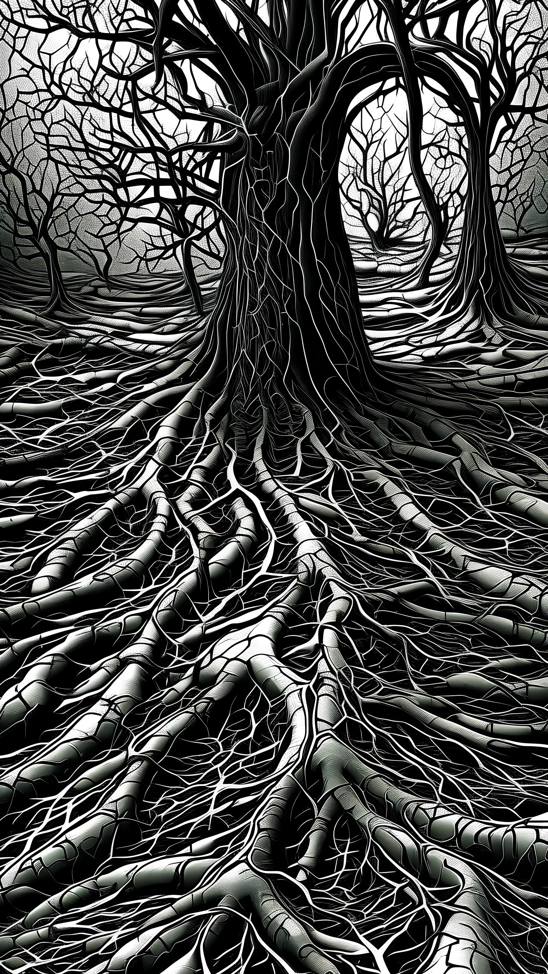 black vein, human veins, mixing together a lot of them, like a forest, big and small veins a lot of them