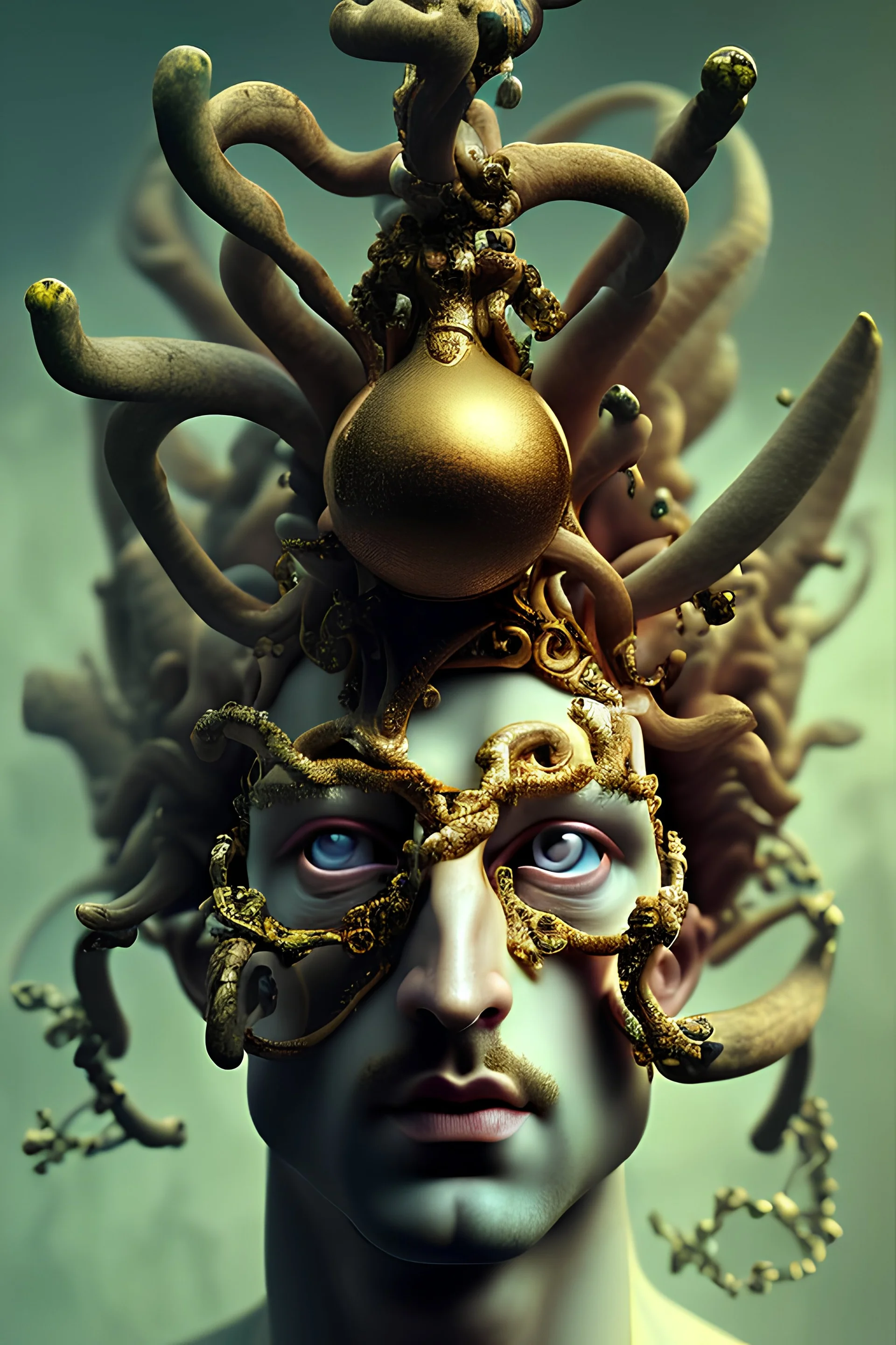 A photograph by Nick Knight, Dave McKean, Witkin, of the Greek god Dionysus, intricate details, perfect features, 8k, high resolution