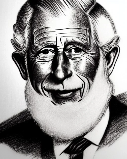 Prince Charles as Santa Claus pencil and charcoal sketch Christmas