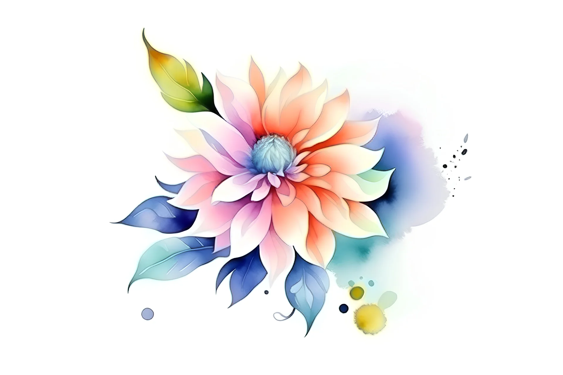 watercolor flower clean background, hyperrealistic,