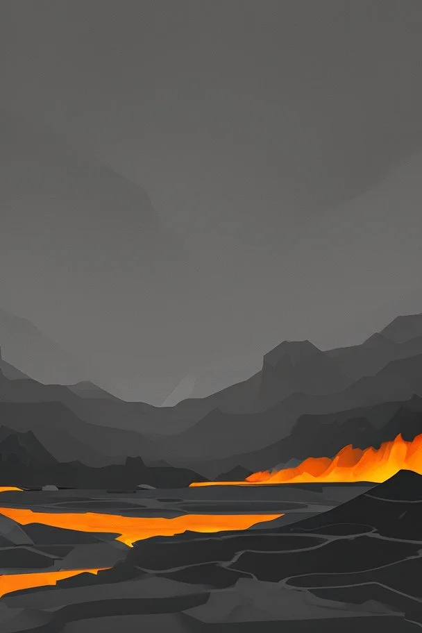 an inferno landscape with gray and black rocks cell shading