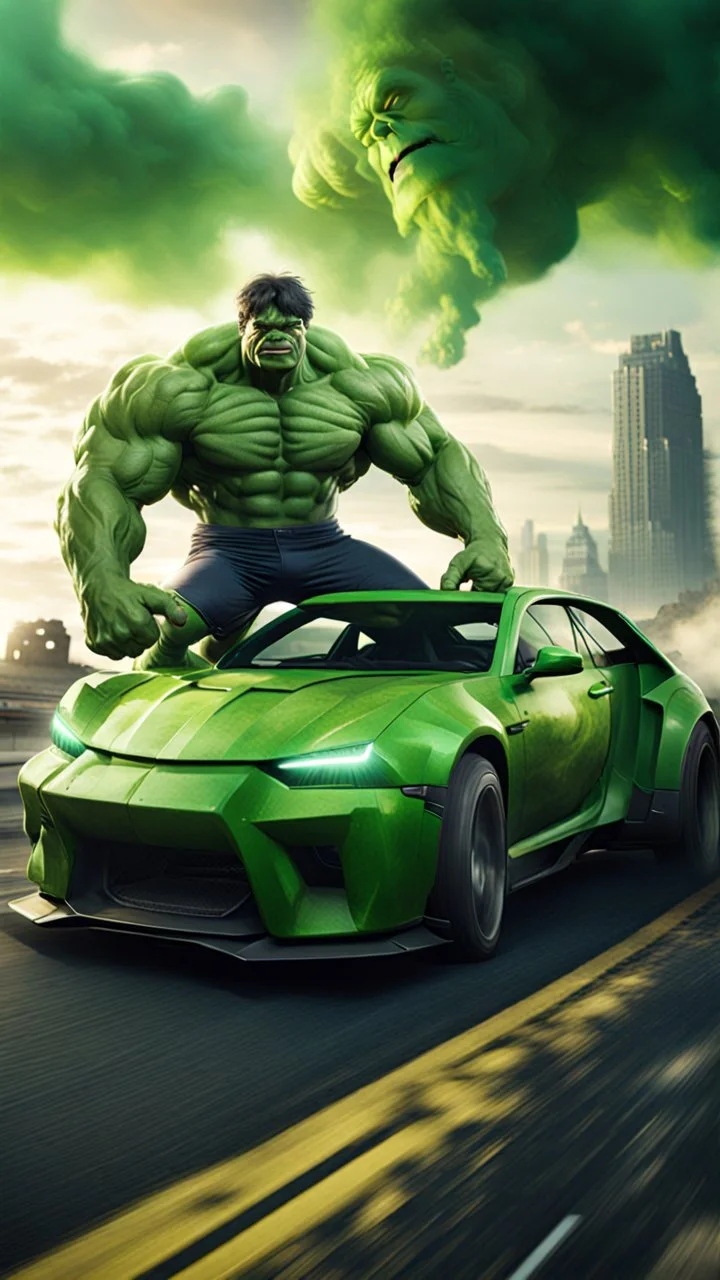 Hulk as la voiture surreal 8K image