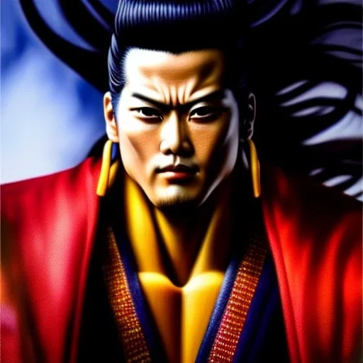 Ultra detailed fullbody Portrait in oil on canvas of Wan-Fu(Samurai Shodown),intense stare,extremely detailed digital painting, extremely detailed face,crystal clear Big eyes,with full head inside portrait, mystical colors ,perfectly centered image, perfect composition, rim light, beautiful lighting,masterpiece,8k, stunning scene, raytracing, anatomically correct, in the style of robert e howard and Ken Kelley and Ohrai Noriyoshi and Simon Bisley and tomzj1