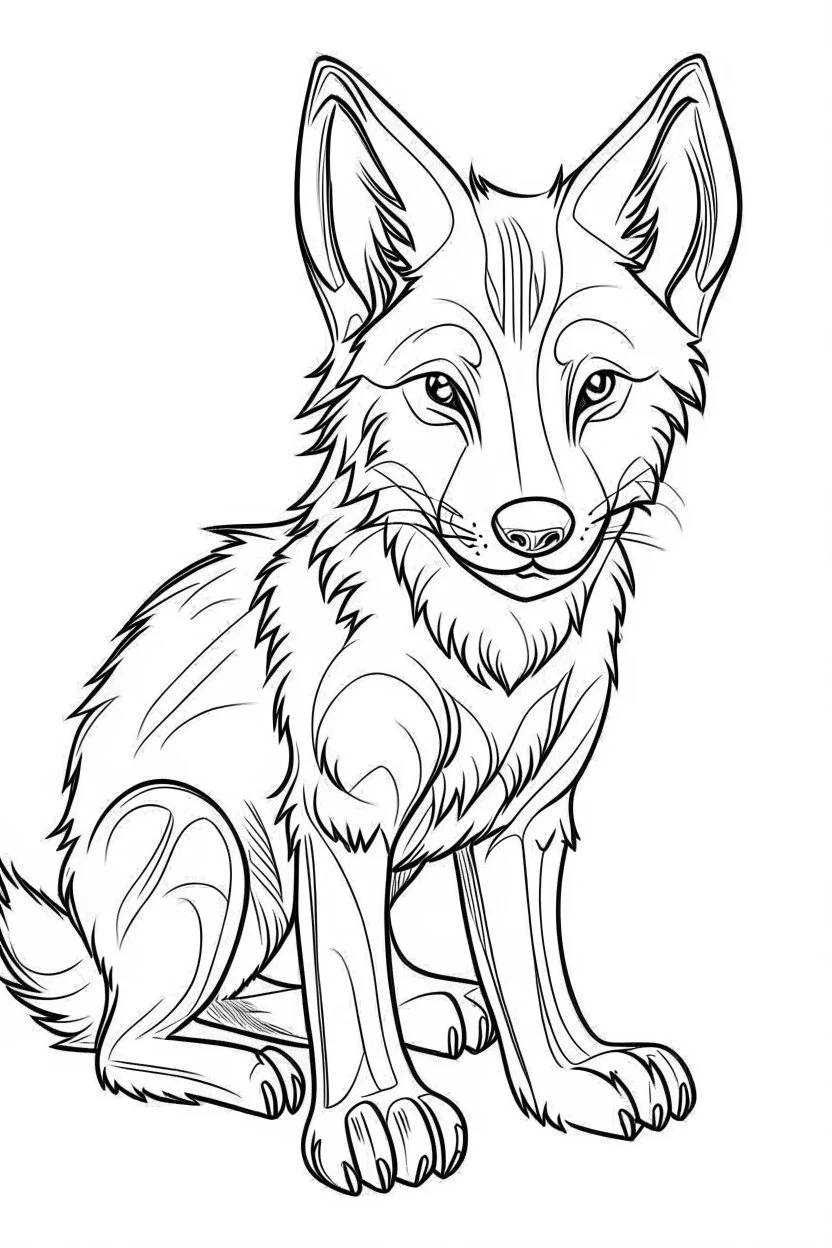 outline art for Dingo Pup coloring pages with sitch, white background, Sketch style, full body, only use outline, toddlers style, clean line art, white background, no shadows and clear and well outlined.