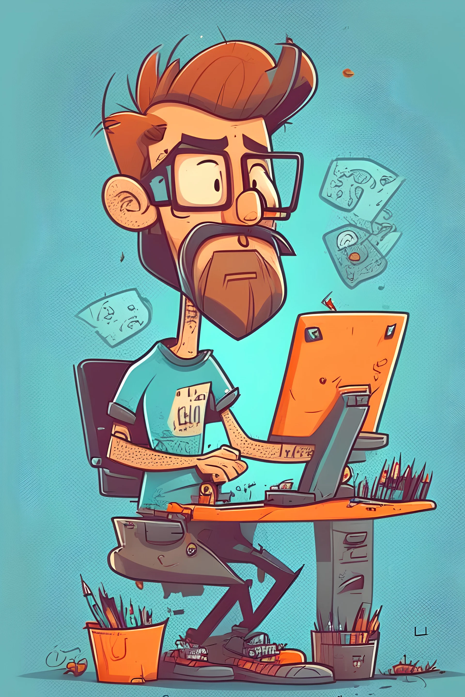 UX designer in cartoon style