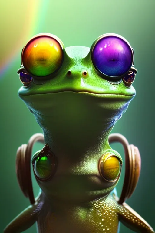 award winning portrait of a male anthropomorphic rainbow frog long black hair. character design by cory loftis, fenghua zhong, ryohei hase, ismail inceoglu and ruan jia. unreal engine 5, artistic lighting, highly detailed, photorealistic, fantasy