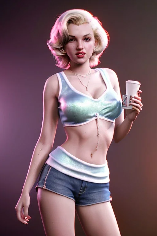 Ultra Realistic image, portrait, blonde woman, sweet Marylin Monroe face, perfect iris, glow eyes. skater waitress suit. soft color, highly detailed, unreal engine 5, ray tracing, RTX, lumen lighting, ultra detail, volumetric lighting, 3d, finely drawn, high definition, high resolution.