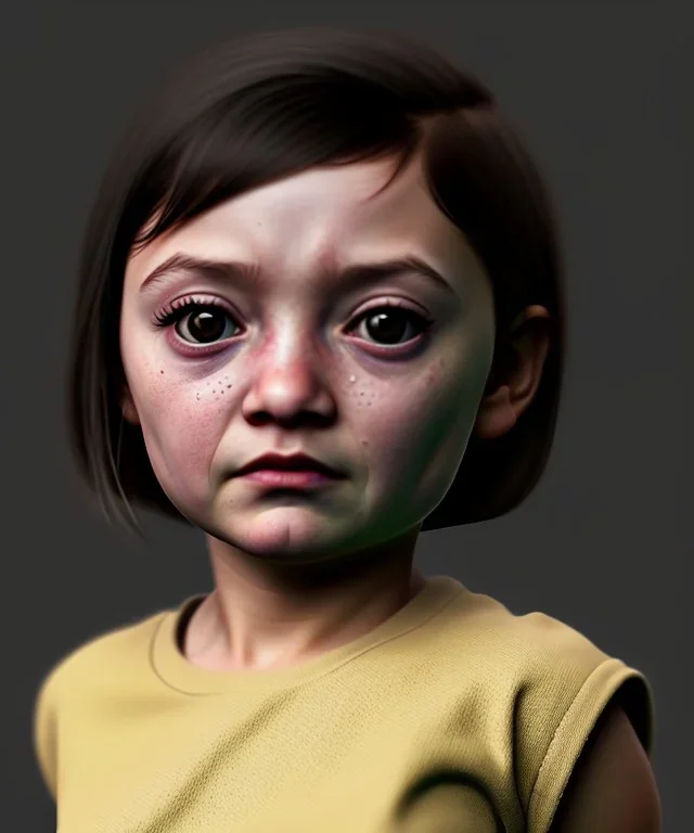 Arya stark toddler, full body, soft skin, dramatic lighting, hyper realistic