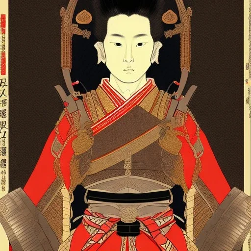 Ukiyo-e Style , Male Samuri in armour