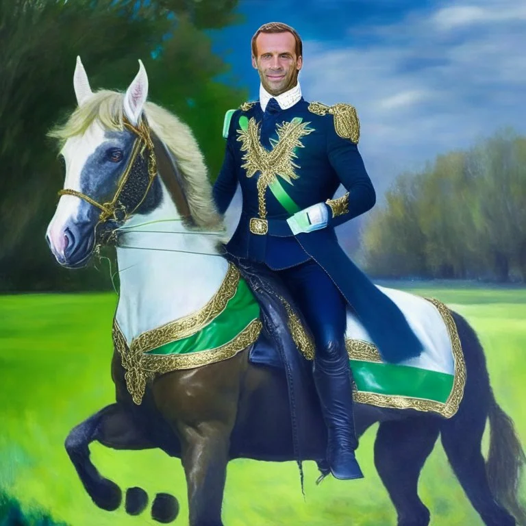 President Macron celtic painting half man half horse