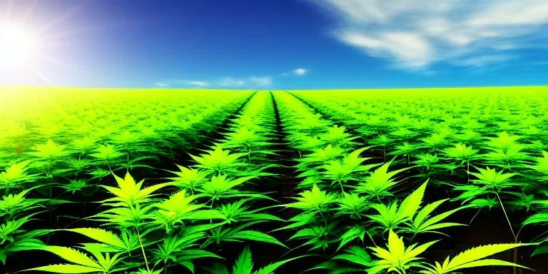 detailed, realistic, colorful, epic, ray tracing, cinematic, 8k, HD, Ultra High Definition, photo film, film grain, high quality vibrant marijuana plant field