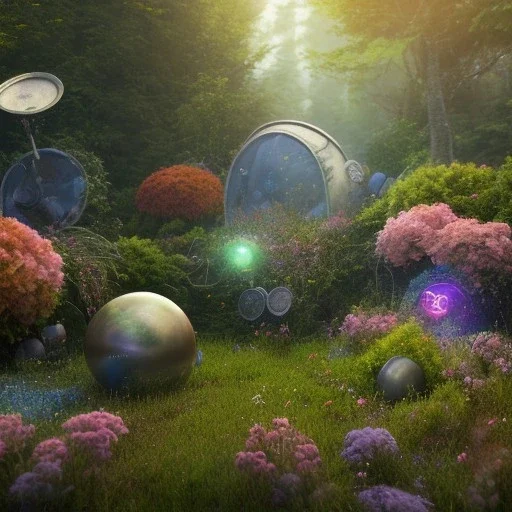 pixar style, volumetric summer garden environment and background, realistic painting of debris ufo, looking excited, volumetric lighting, dramatic lighting, detailed digital painting, extreme dense and fine fur, anime, ornate, colour-washed colors, elegant, small minutiae, tiny features, particulars, centered, smooth, sharp focus, renderman gofur render, 8k, uhd, detailed eyes, realistic shaded volumetric lighting, sunlight caustics, backlight, centered camera view