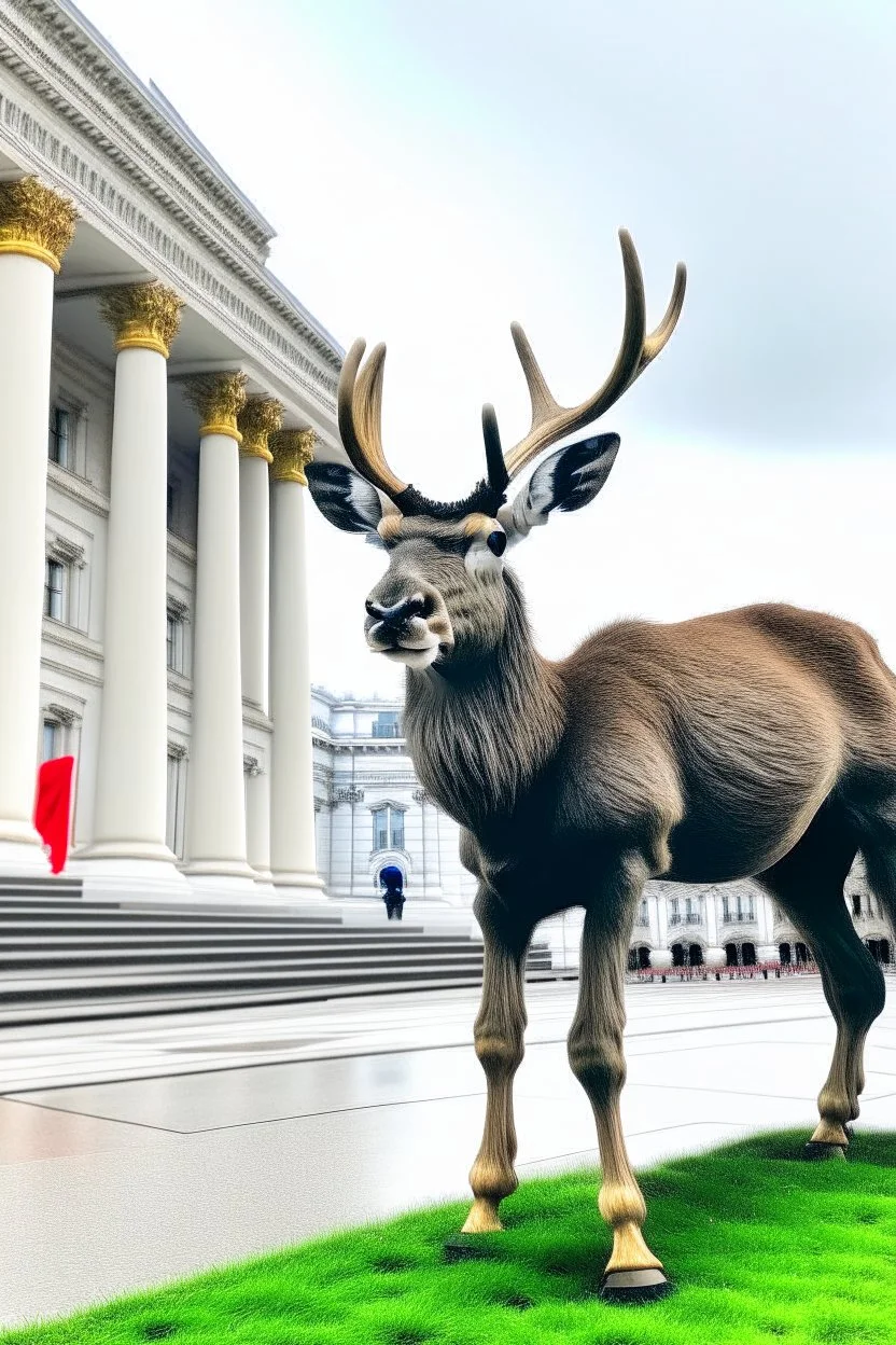 A reindeer standing in front of congress