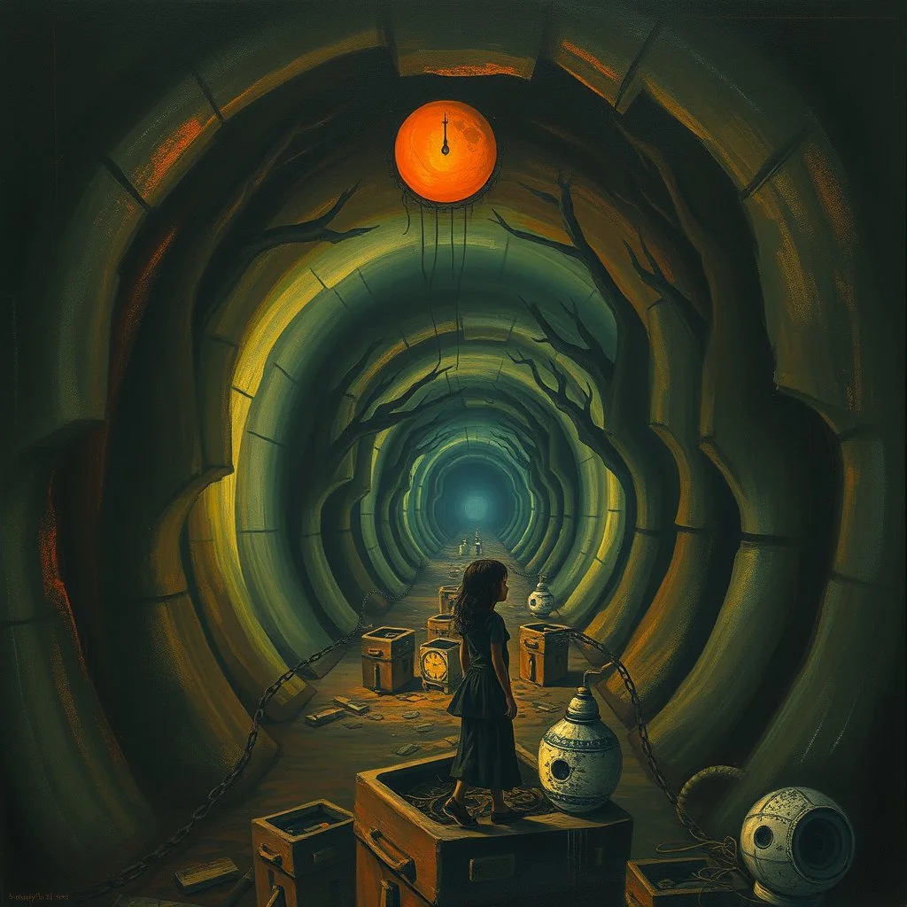 they saw you from the end of a tunnel by Bosch nightmare style.Dave McKean, inspired by the nightmare paintings of bosch by Wassily Kandinsky, double